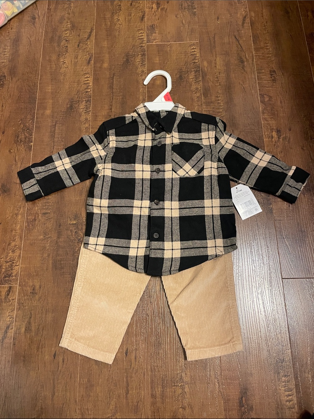 Baby Black & Tan Plaid Button-Up Shirt